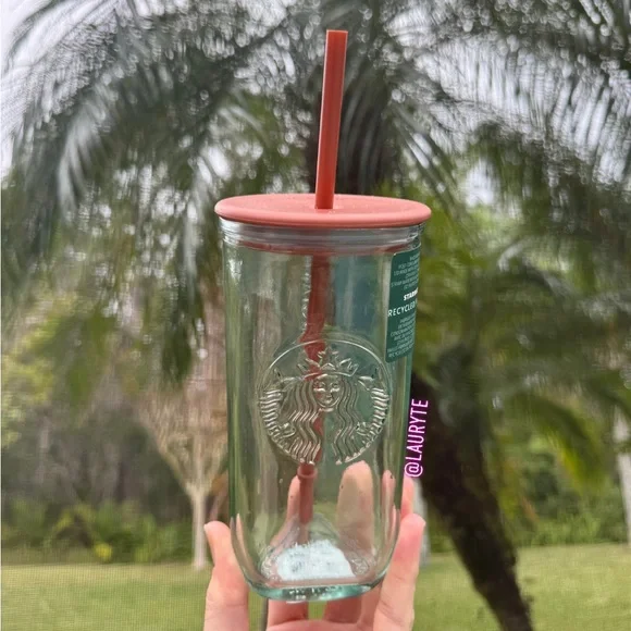 Starbucks 2024 Terracotta Brown Orange Recycled Triangle Glass Tumbler - Picture 9 of 11